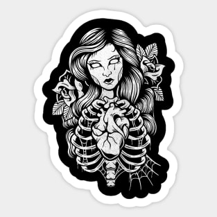 Gothic Girl Tattoo Vintage Sticker